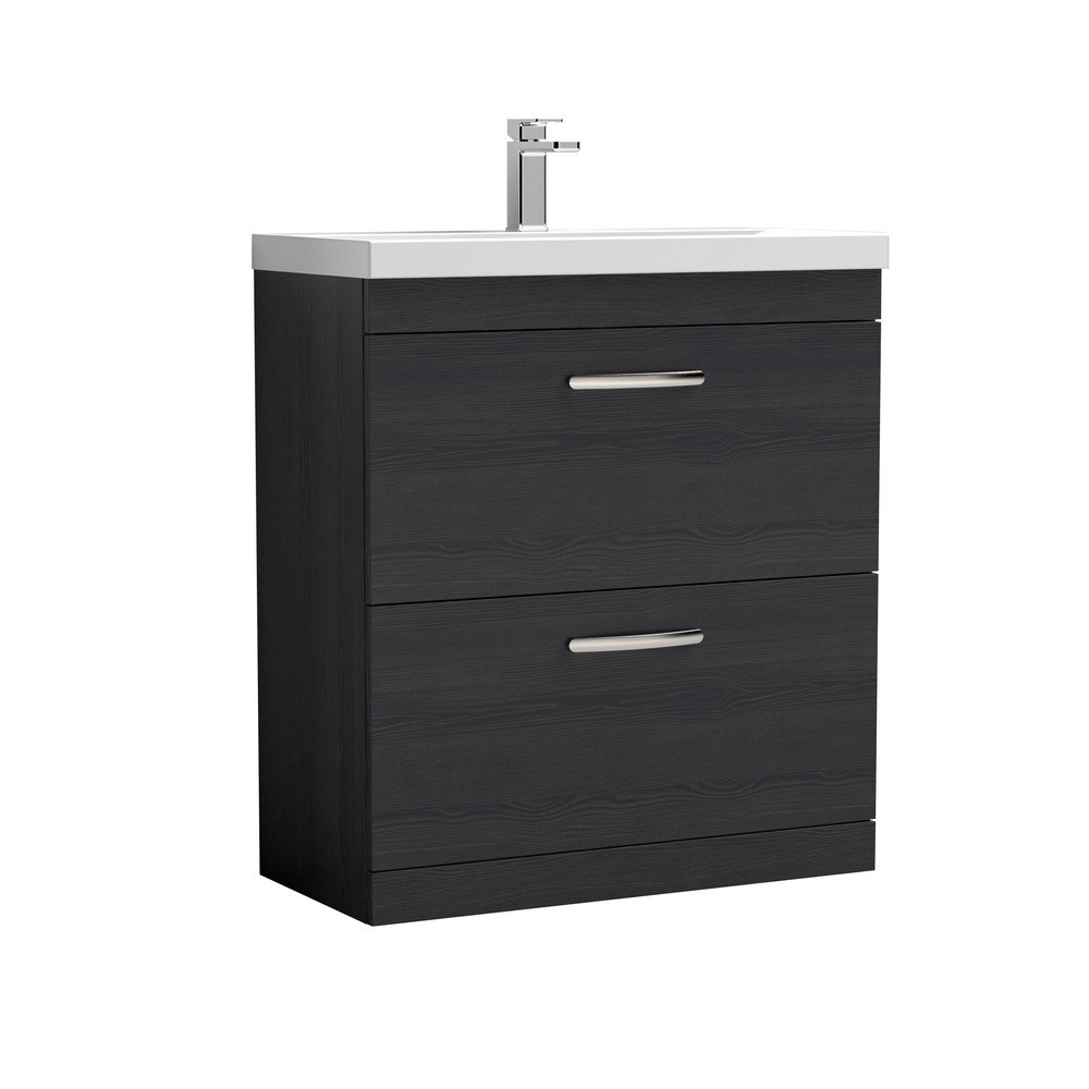Nuie Athena 800mm Charcoal Black Woodgrain Floor Standing Vanity Unit with Basin