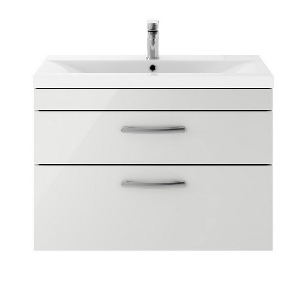 Nuie Athena 800mm Gloss Grey Mist Two Drawer Wall Hung Vanity Unit (1)