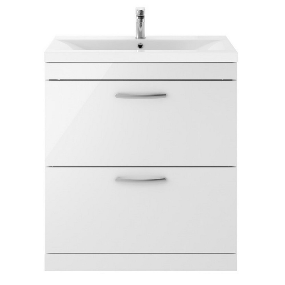 Nuie Athena 800mm Gloss White Floor Standing Vanity Unit with Basin