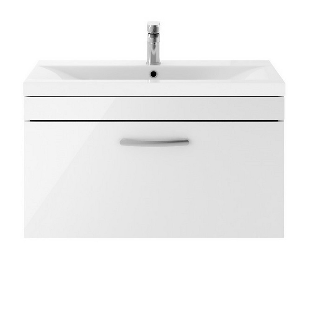 Nuie Athena 800mm Gloss White One Drawer Wall Hung Vanity Unit