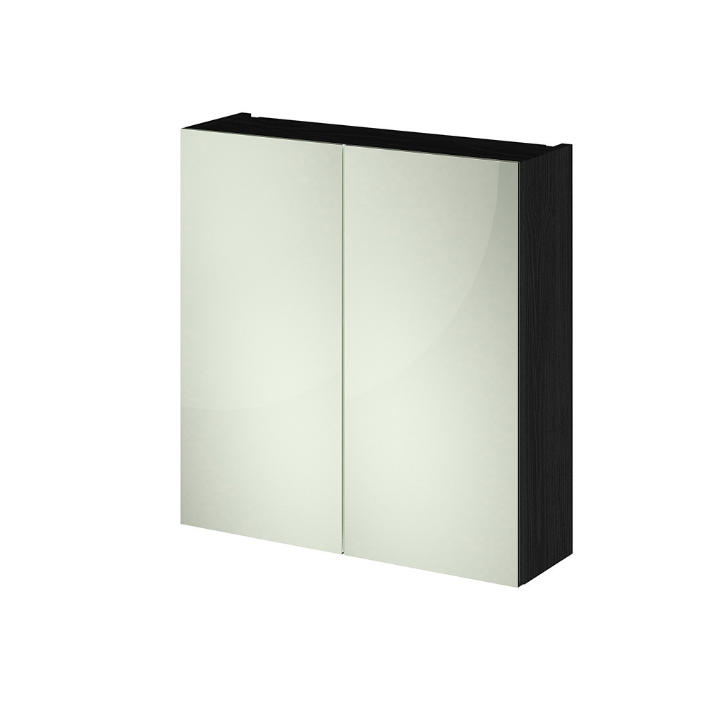 Nuie Athena 800mm Mirror Cabinet Charcoal Black Woodgrain