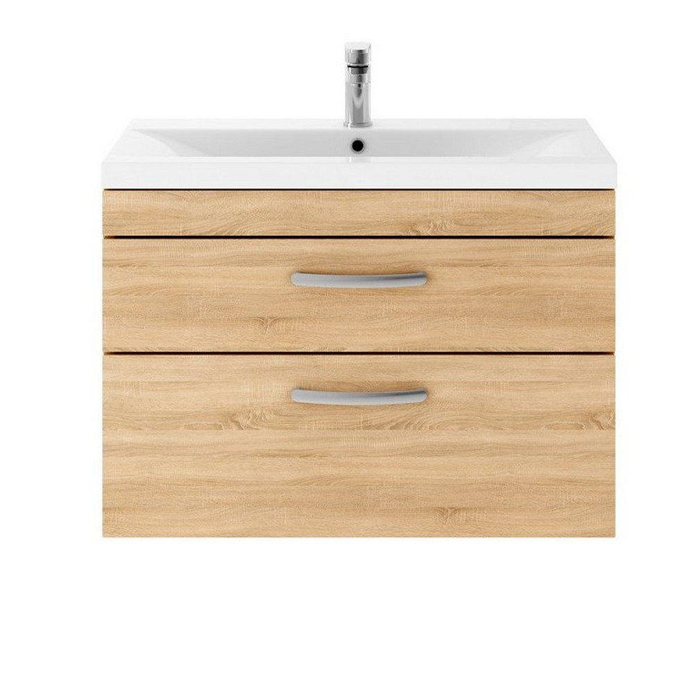 Nuie Athena 800mm Natural Oak Two Drawer Wall Hung Vanity Unit (1)