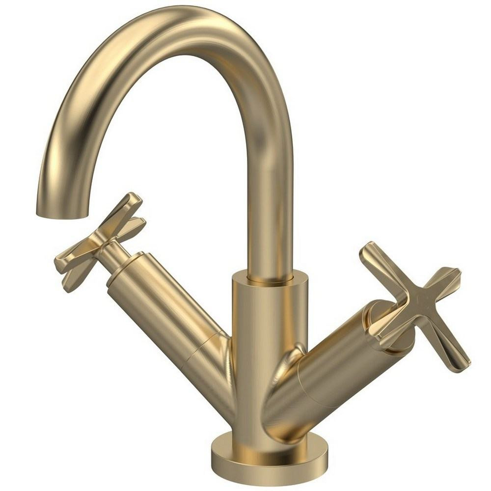 Nuie Aztec Mono Basin Mixer with Push Waste in Brushed Brass (1)