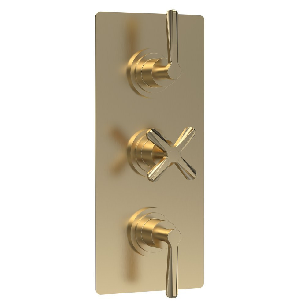 Nuie Aztec Triple Thermostatic Shower Valve in Brushed Brass (1)