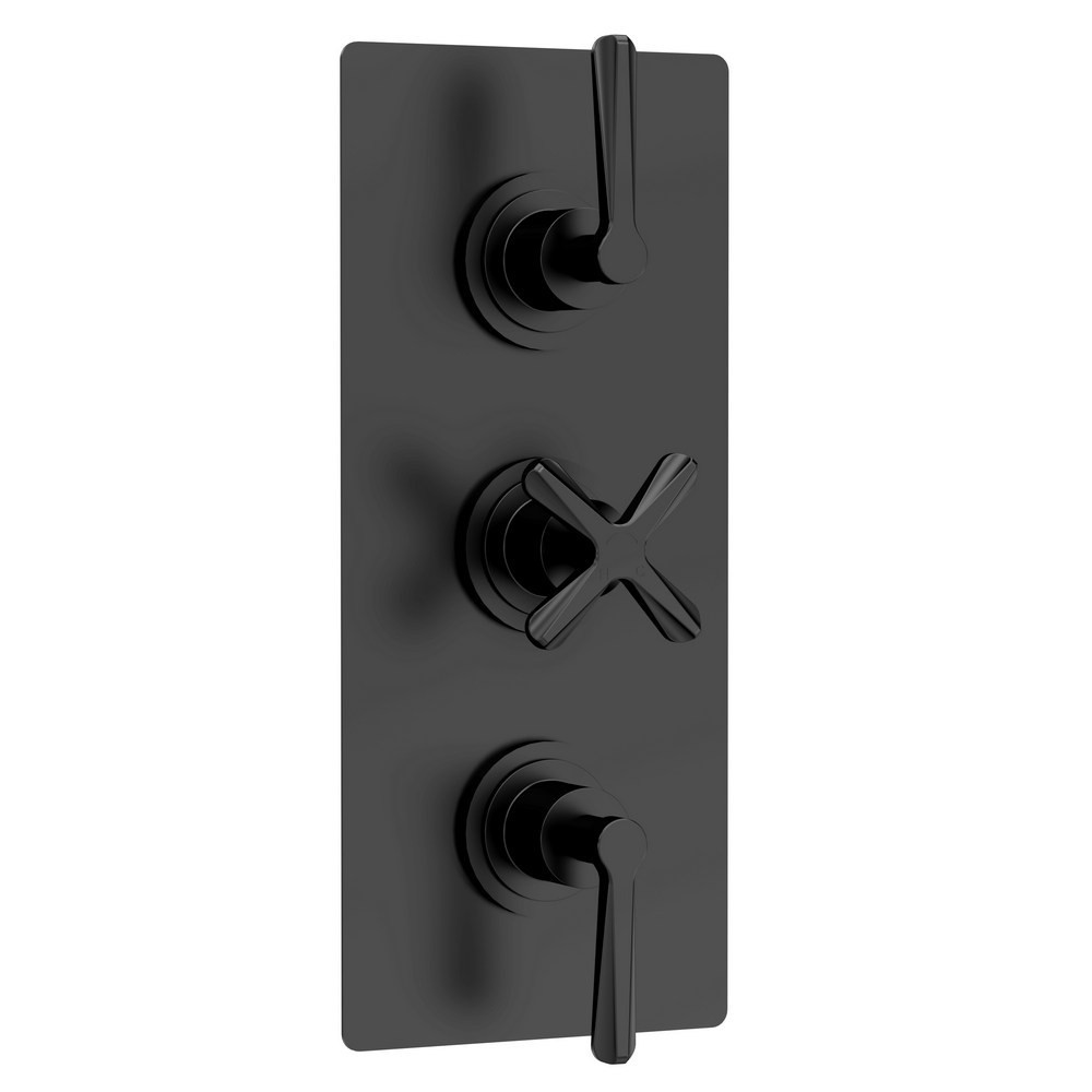 Nuie Aztec Triple Thermostatic Shower Valve in Matt Black (1)