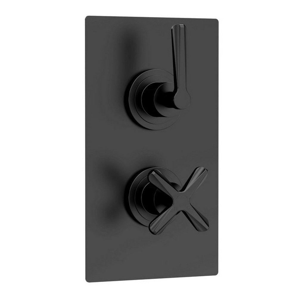 Nuie Aztec Twin Thermostatic Shower Valve in Matt Black (1)