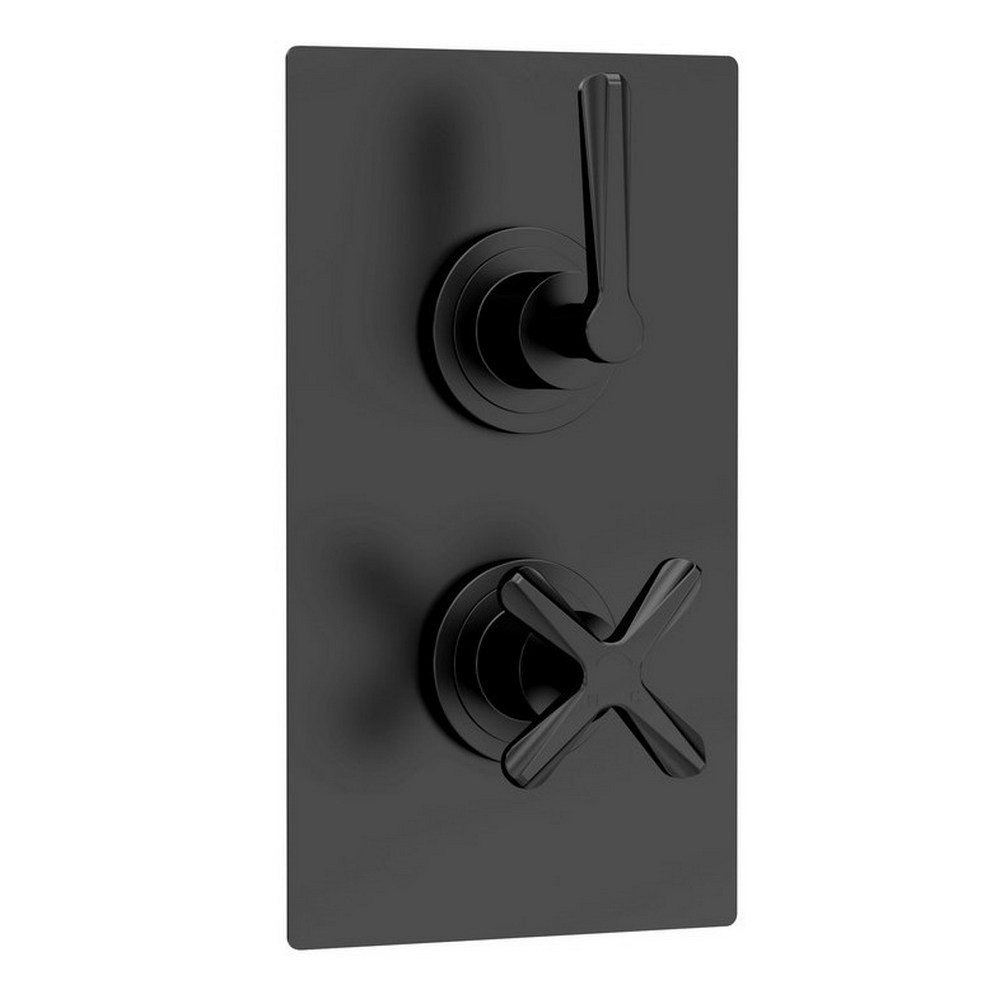 Nuie Aztec Twin Thermostatic Shower Valve with Diverter in Matt Black (1)
