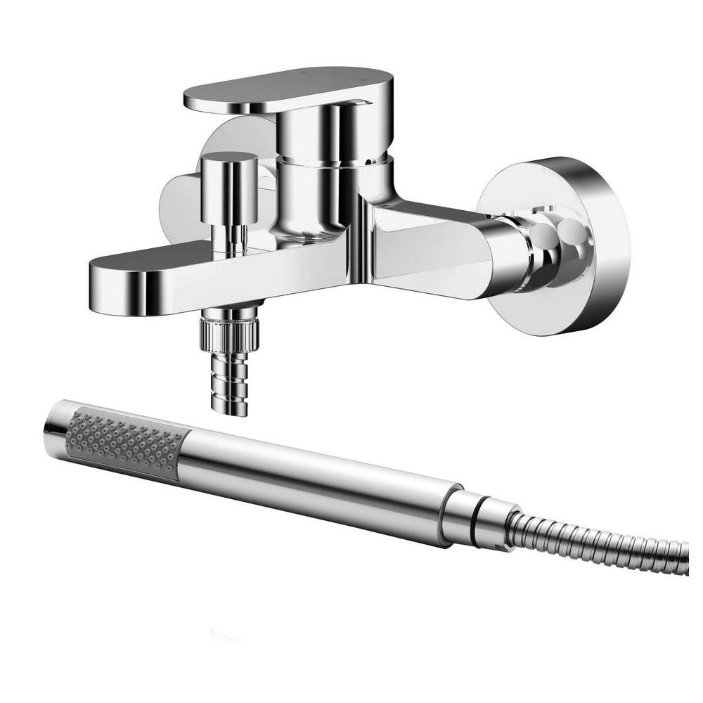 Nuie Binsey Chrome Wall Mounted Bath Shower Mixer With Kit