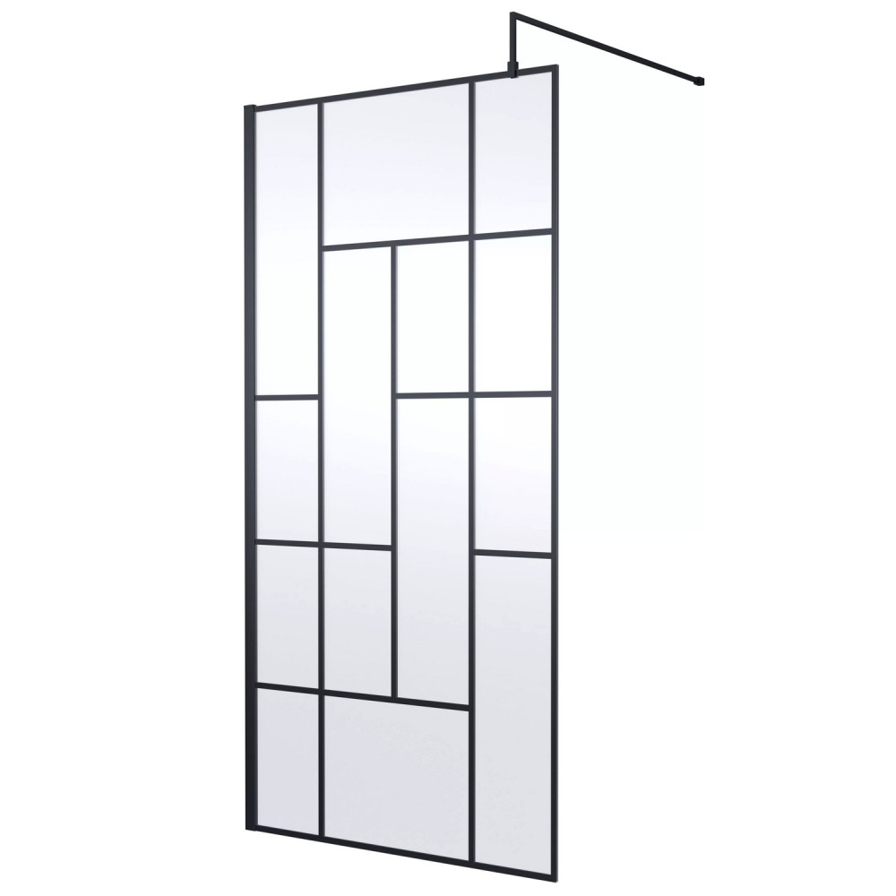 Nuie Black 1000mm Abstract 8mm Wetroom Screen