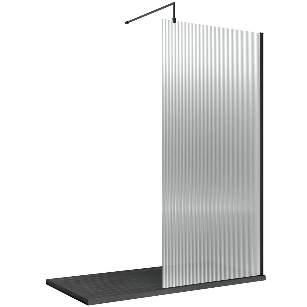 Nuie Black 1000mm Fluted Wetroom Screen
