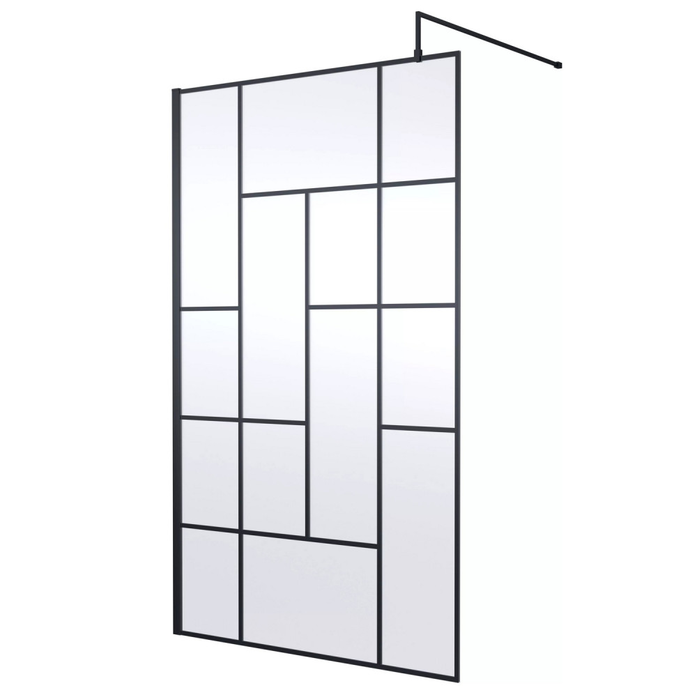 Nuie Black 1200mm Abstract 8mm Wetroom Screen