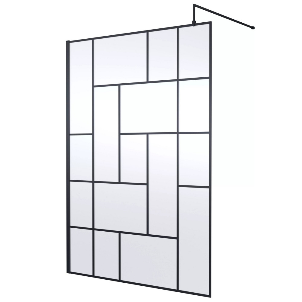 Nuie Black 1400mm Abstract 8mm Wetroom Screen