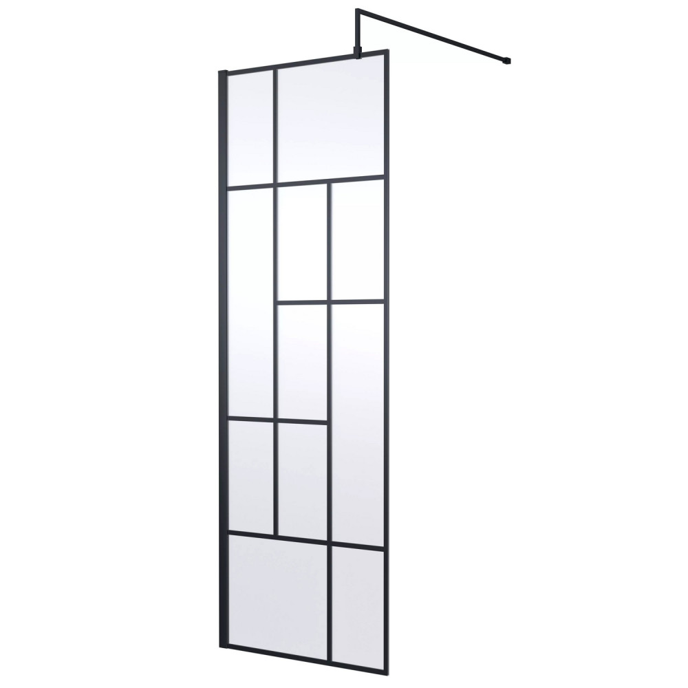 Nuie Black 700mm Abstract 8mm Wetroom Screen