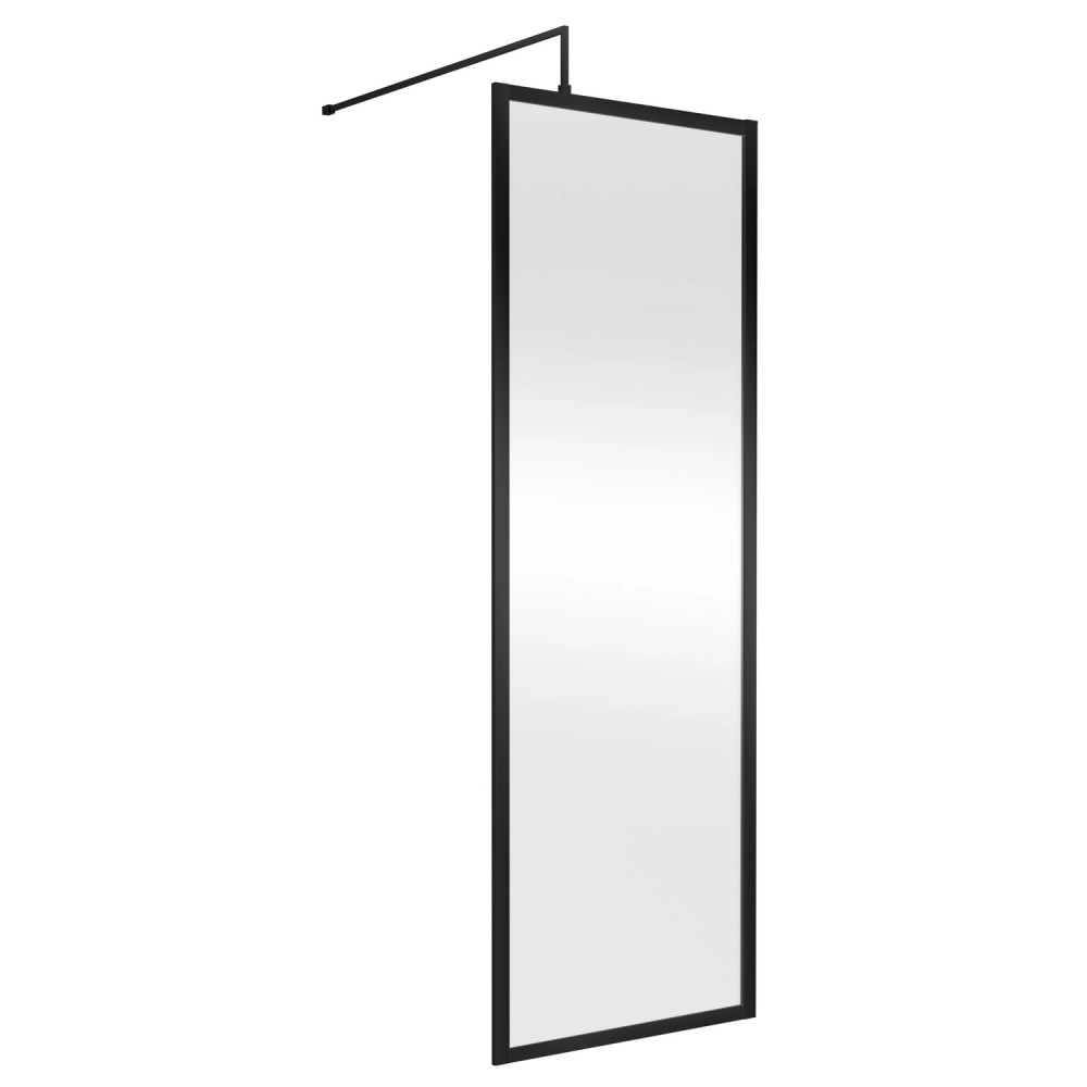 Nuie Black 760 x 1950mm Full Outer Frame Wetroom Screen