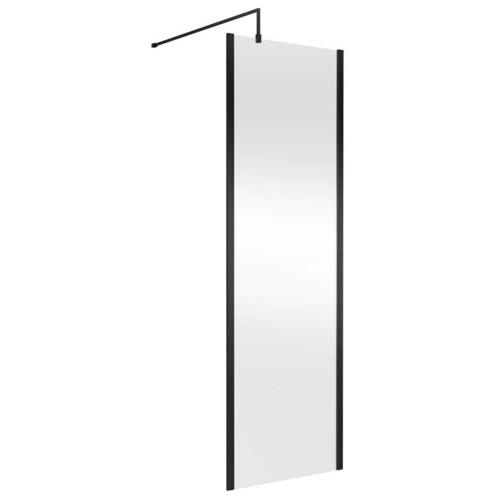 Nuie Black 760 x 1950mm Outer Frame Wetroom Screen