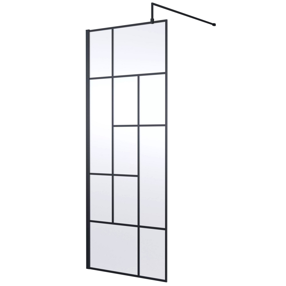 Nuie Black 800mm Abstract 8mm Wetroom Screen