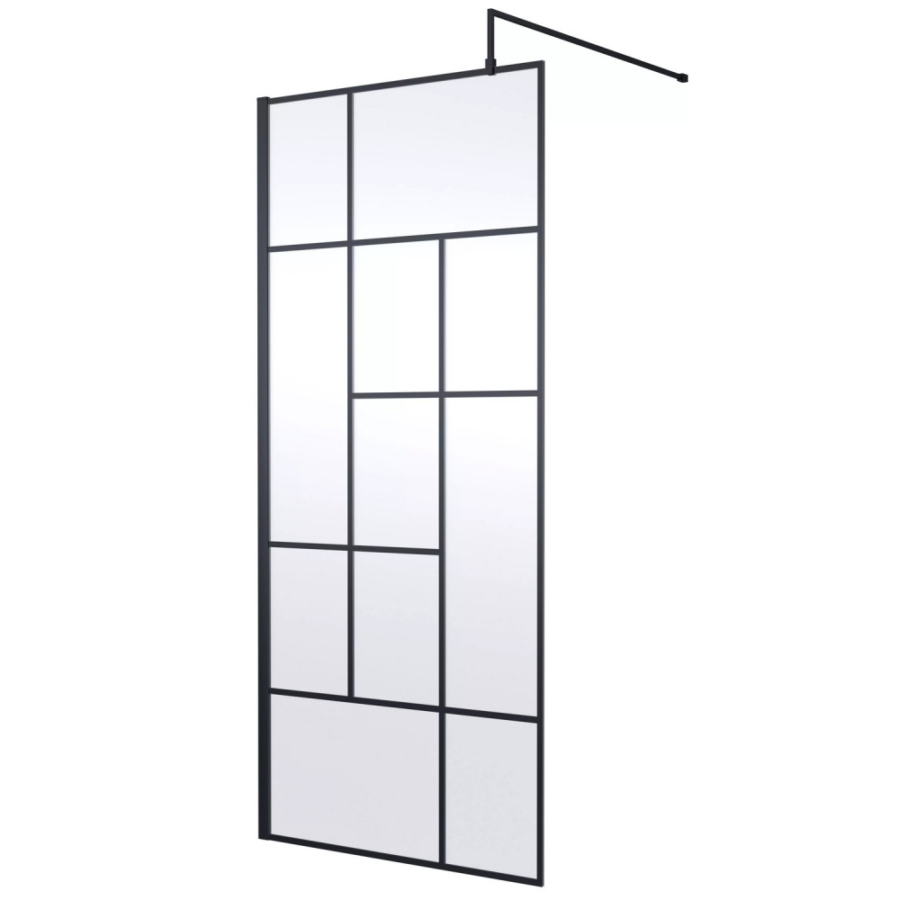 Nuie Black 900mm Abstract 8mm Wetroom Screen