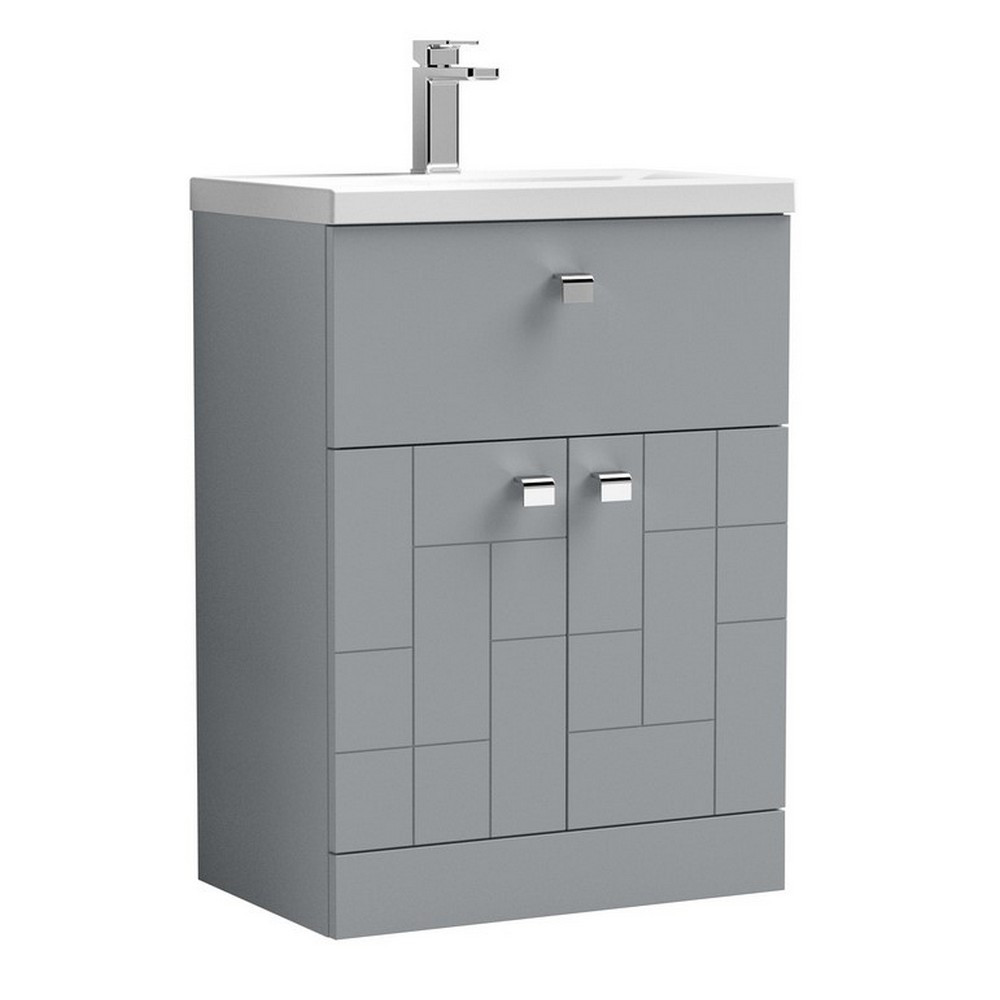 Nuie Blocks 600mm Grey Floor Standing Unit with One Drawer (1)