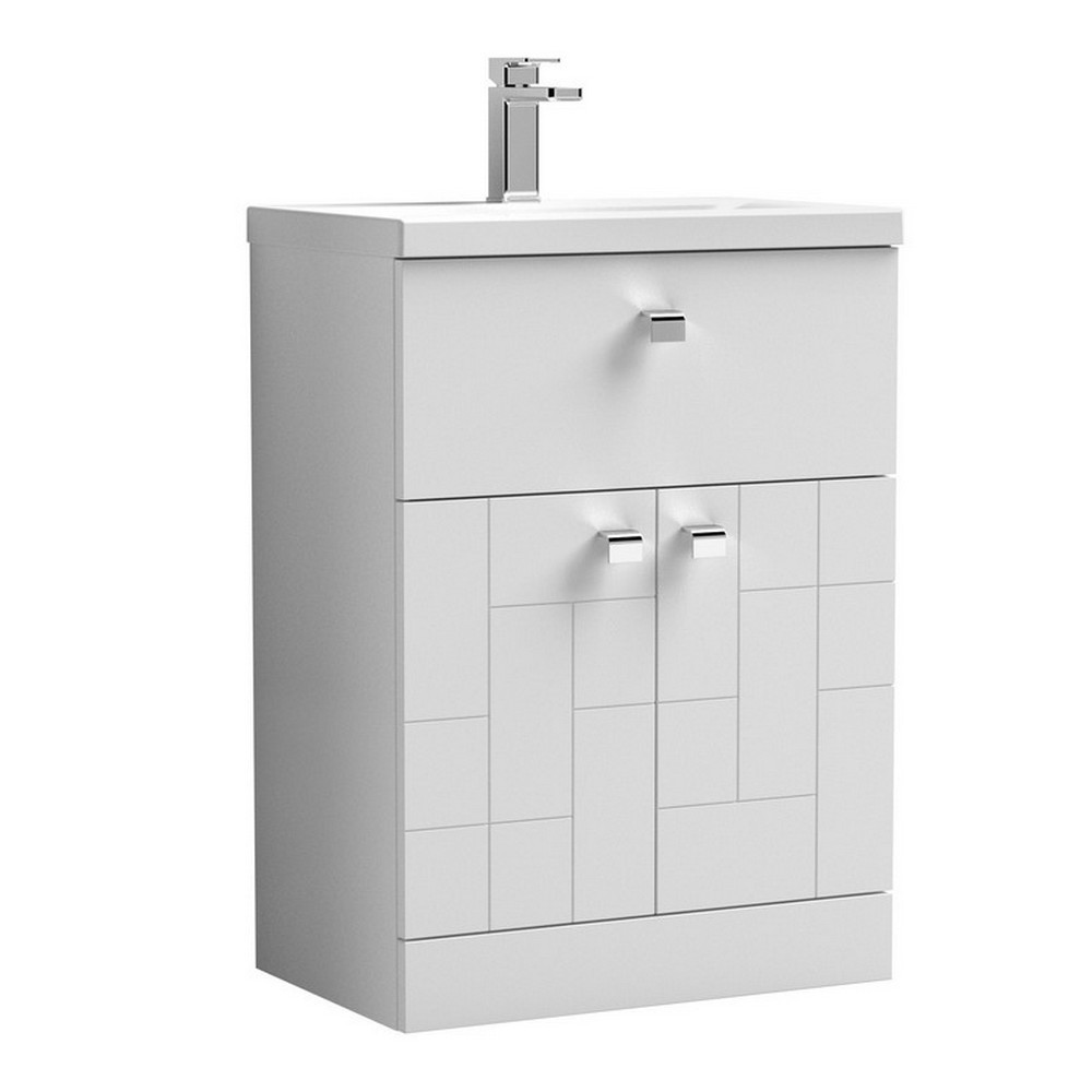 Nuie Blocks 600mm White Floor Standing Unit with One Drawer (1)
