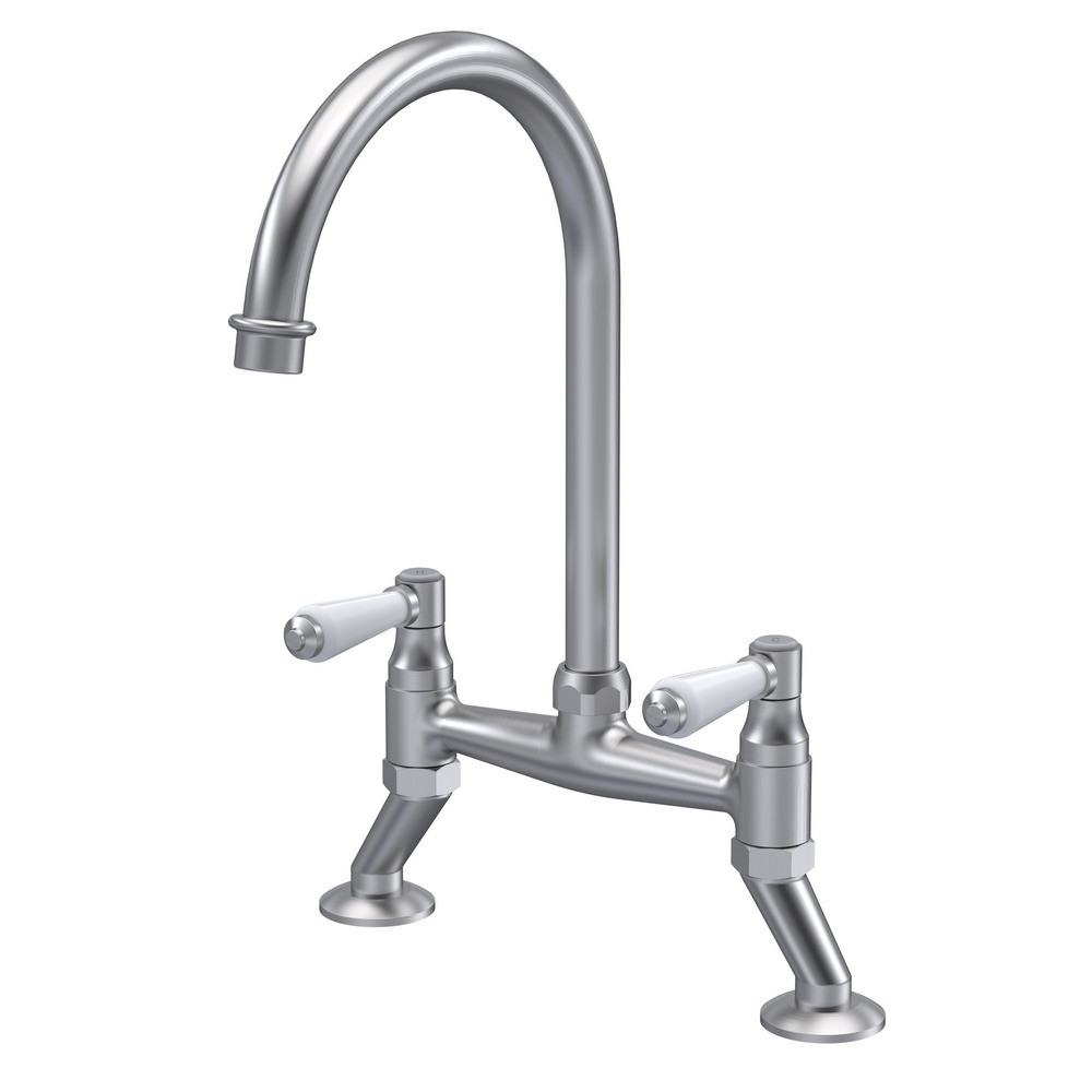 Nuie Bridge Sink Mixer with Lever Handles in Brushed Nickel