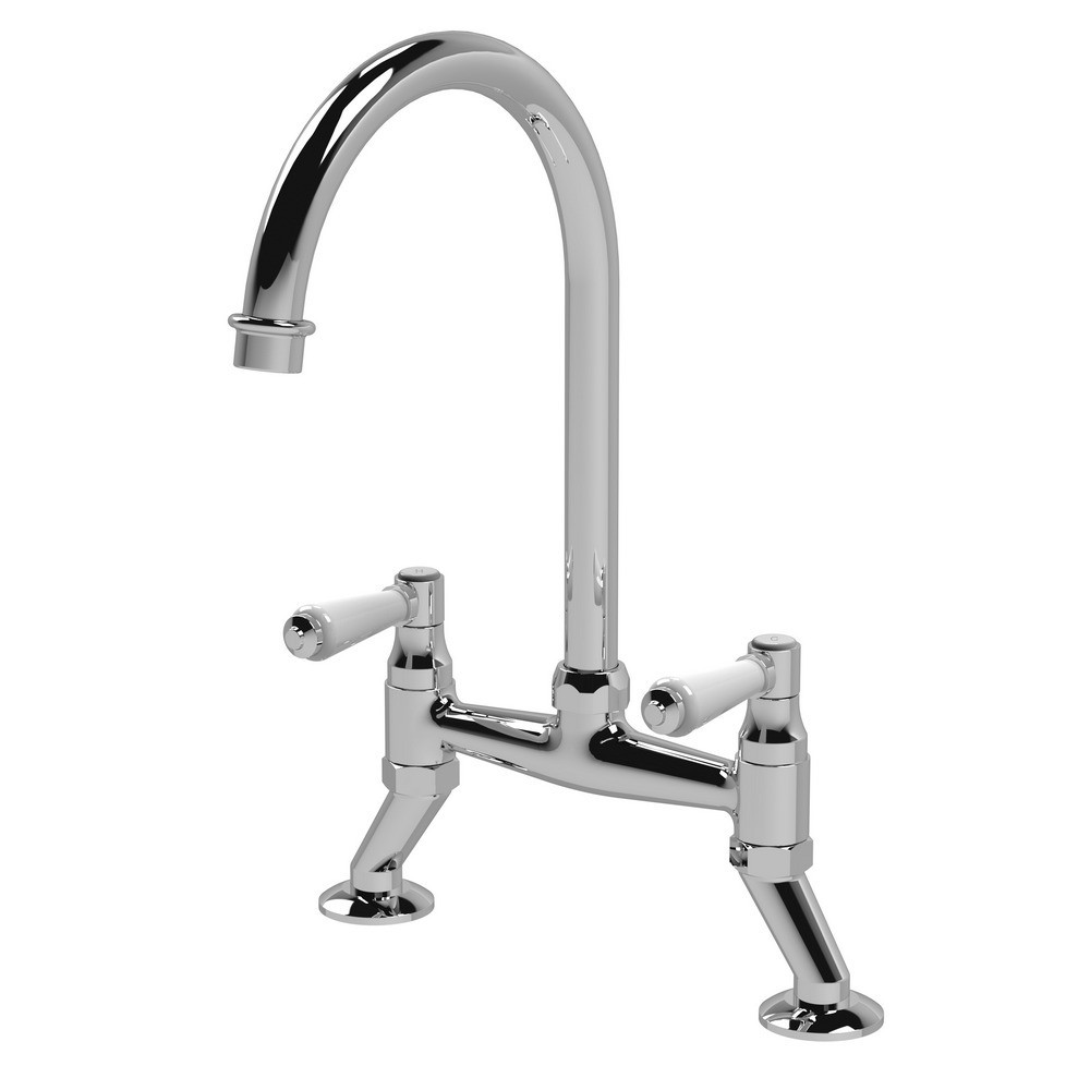 Nuie Bridge Sink Mixer with Topaz Levers in Chrome