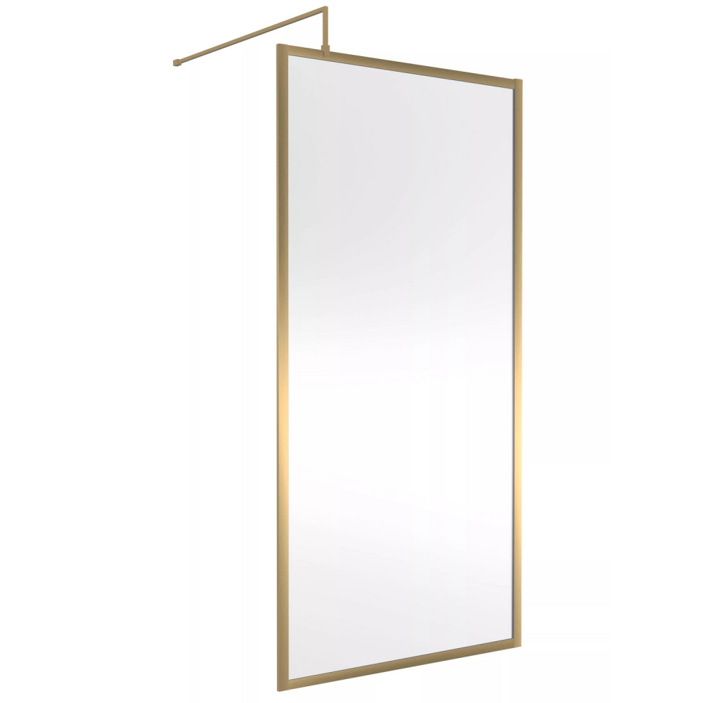 Nuie Brushed Brass 1000 x 1950mm Full Outer Frame Wetroom Screen