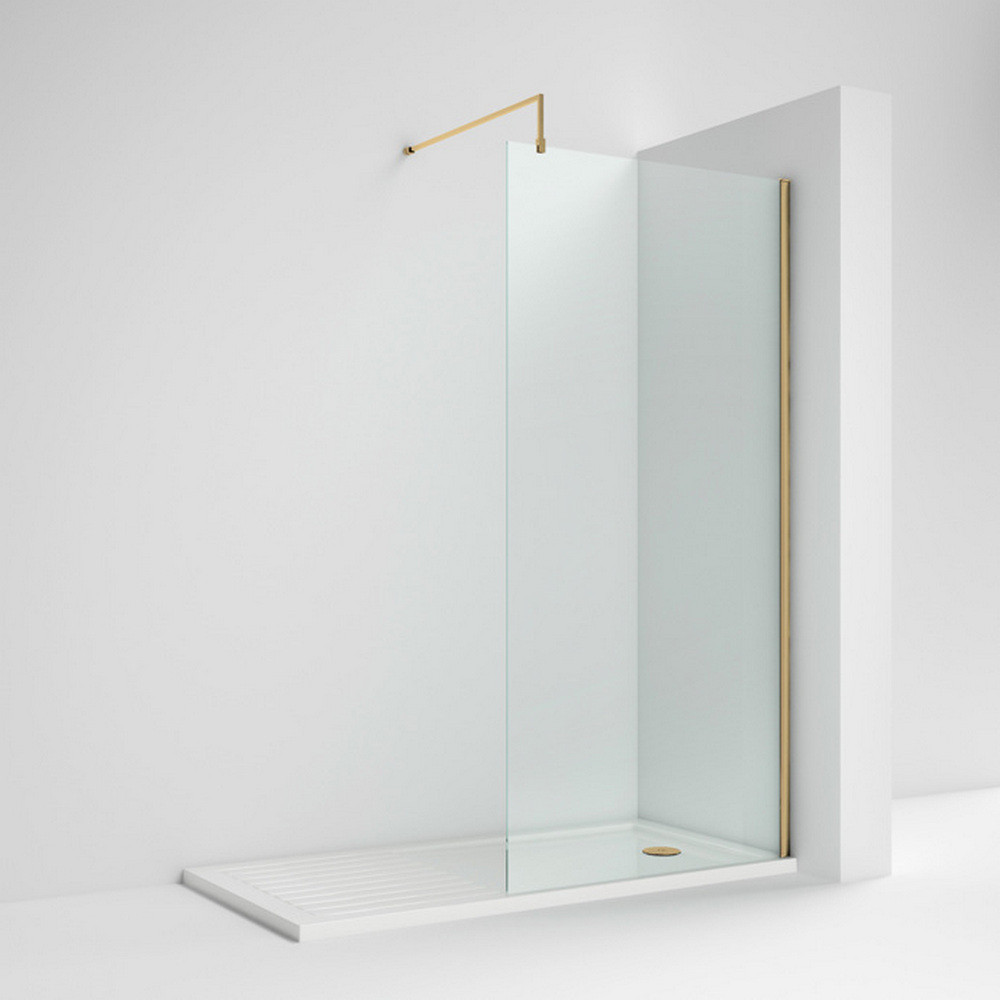 Nuie Brushed Brass 700mm Wetroom Screen (1)