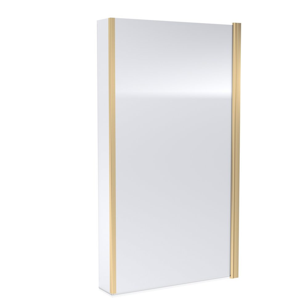 Nuie Brushed Brass L Shaped Hinged Bath Screen with Fixed Return