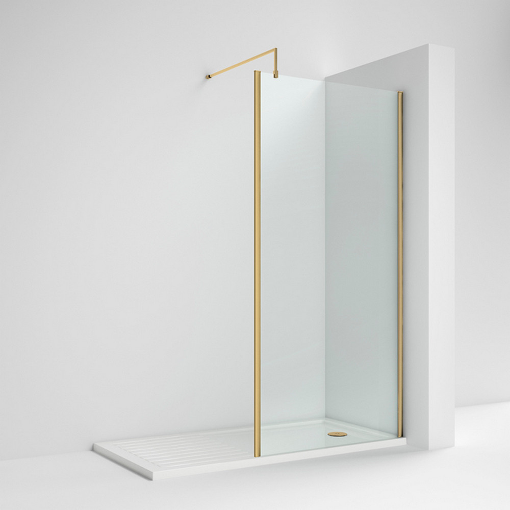 Nuie Brushed Brass Outer Frame 700mm Wetroom Screen