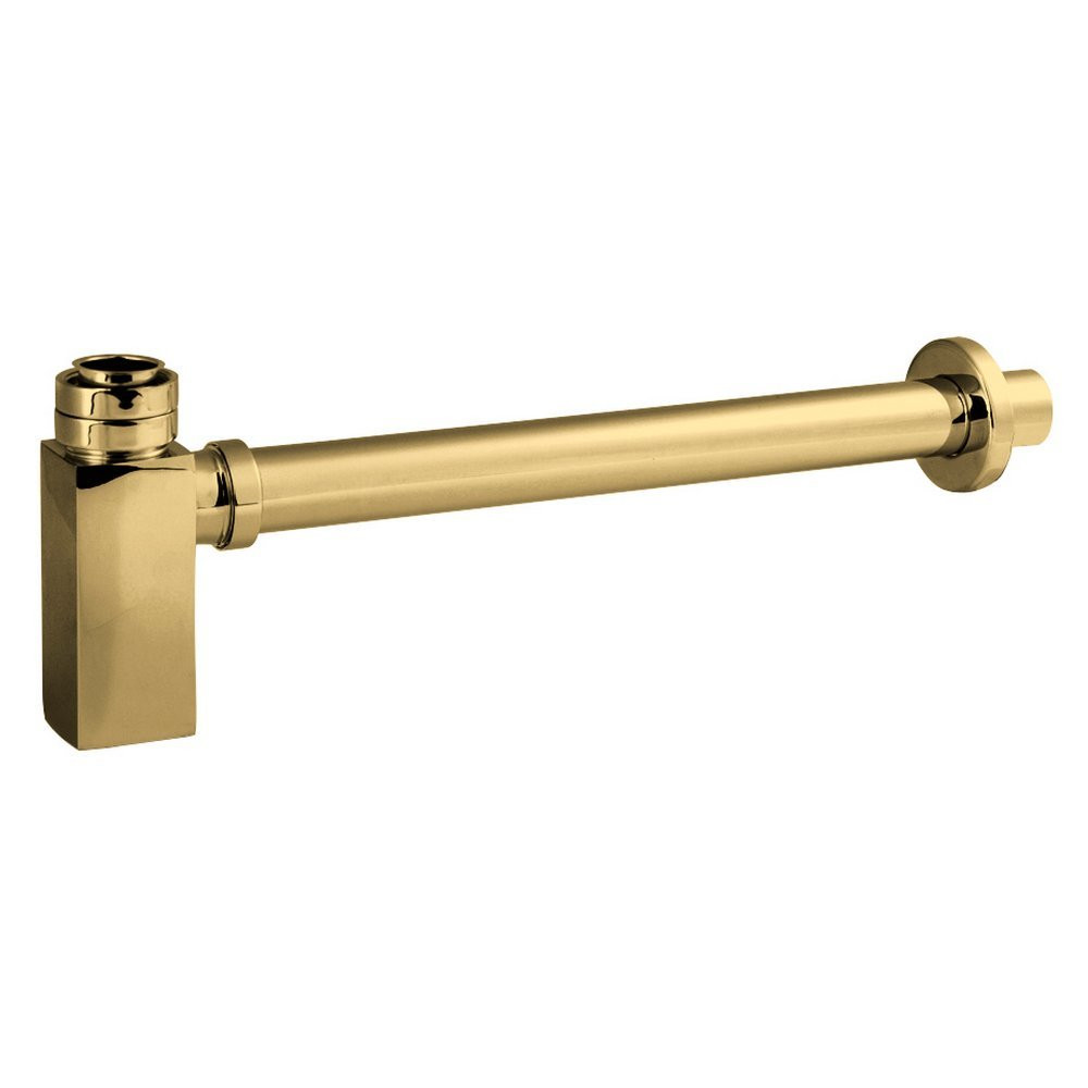 Nuie Brushed Brass Square Basin Bottle Trap with 300mm Extension Tube (1)