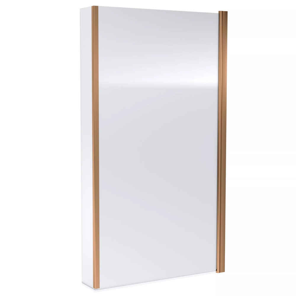 Nuie Brushed Bronze L Shape Hinged Bath Screen with Fixed Return
