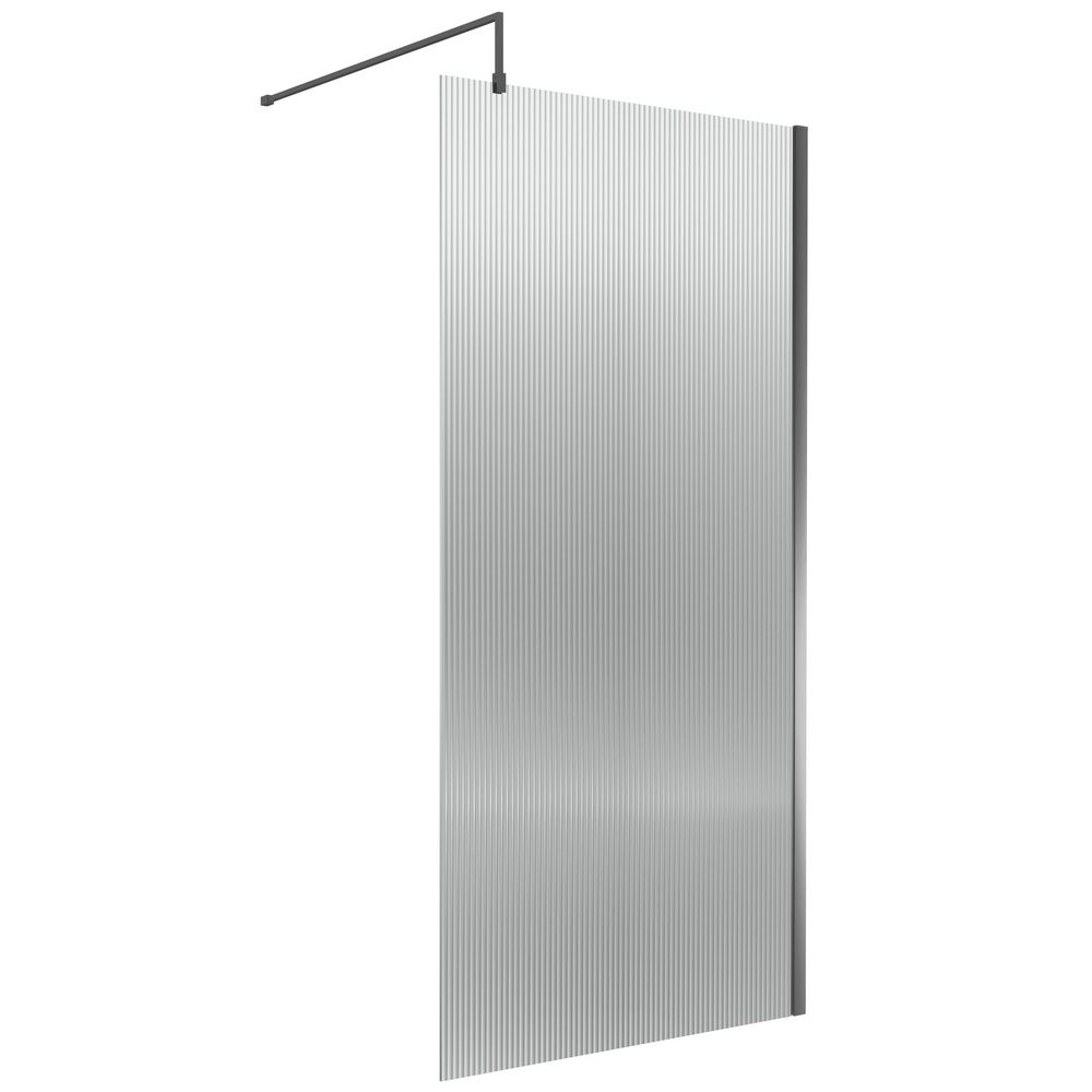 Nuie Brushed Pewter 1000mm Fluted Wetroom Screen