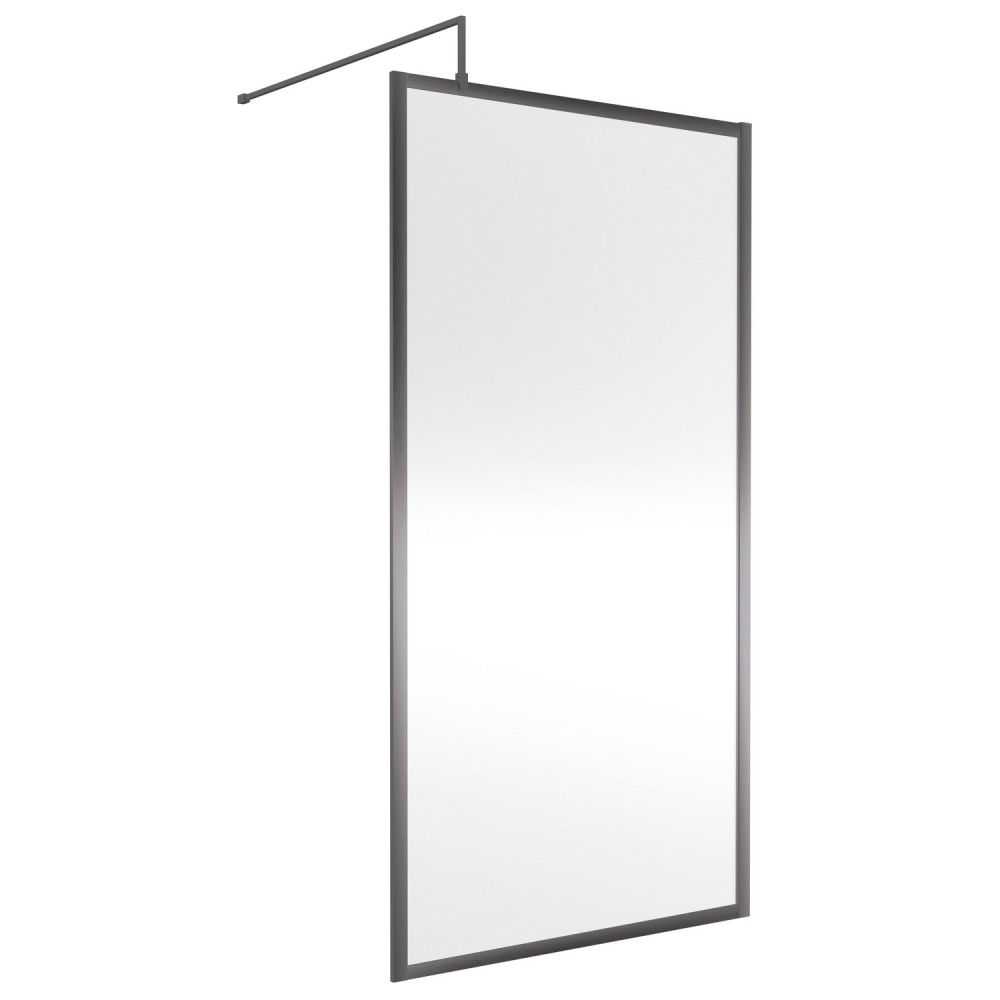 Nuie Brushed Pewter 1000mm Full Outer Frame Wetroom Screen