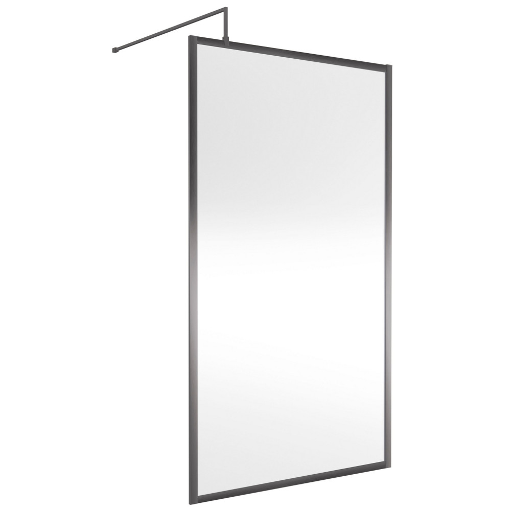 Nuie Brushed Pewter 1100mm Full Outer Frame Wetroom Screen