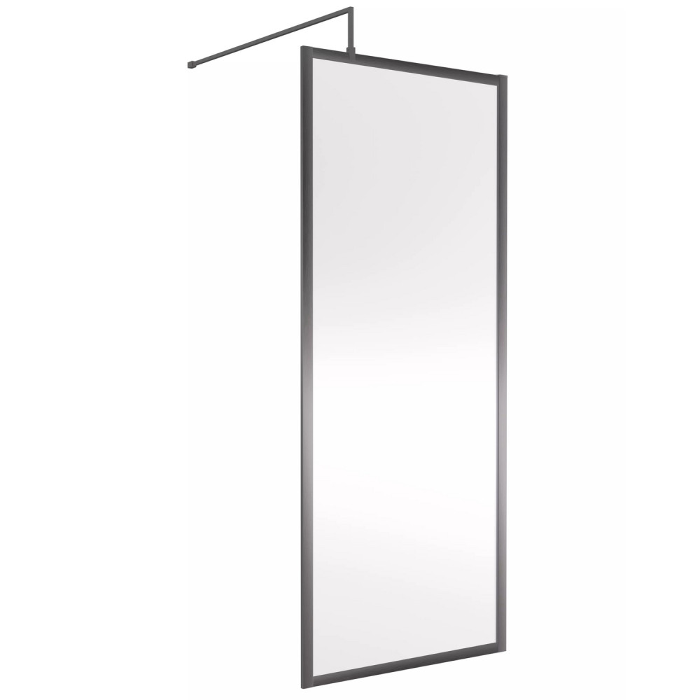 Nuie Brushed Pewter 800mm Full Outer Frame Wetroom Screen