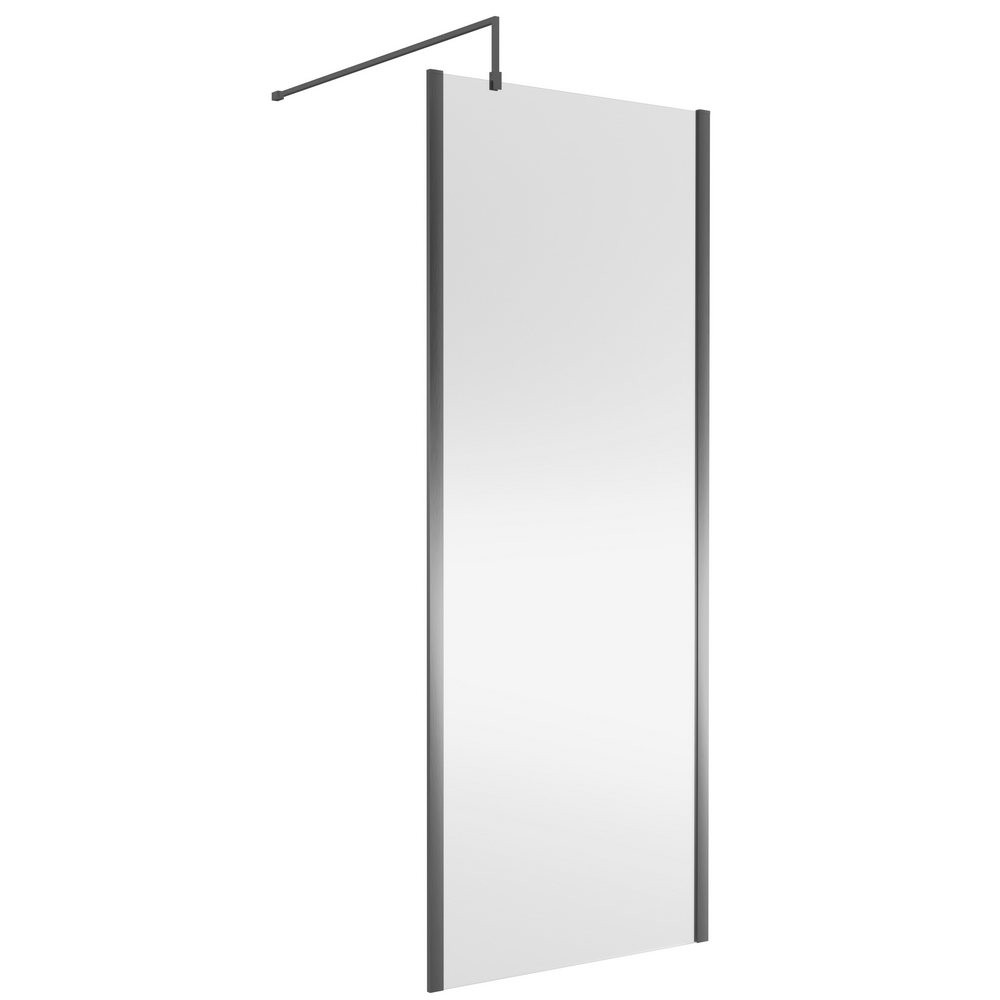 Nuie Brushed Pewter 800mm Outer Frame Wetroom Screen