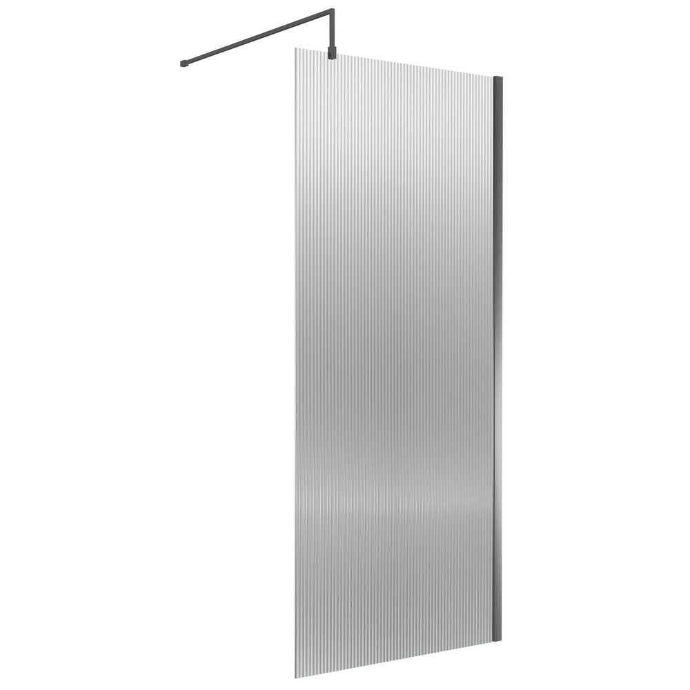 Nuie Brushed Pewter 900mm Fluted Wetroom Screen