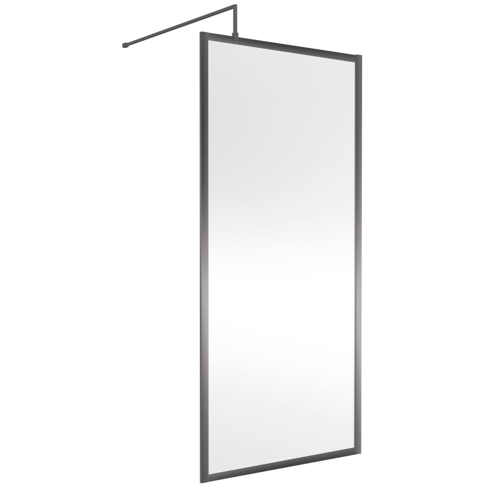 Nuie Brushed Pewter 900mm Full Outer Frame Wetroom Screen