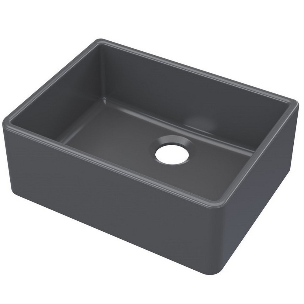 Nuie Butler 595 x 450mm Matt Black Fireclay Kitchen Sink