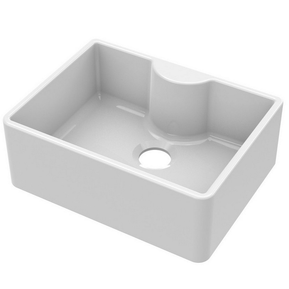 Nuie Butler 595 x 450mm White Fireclay Sink & Tap Ledge (1)