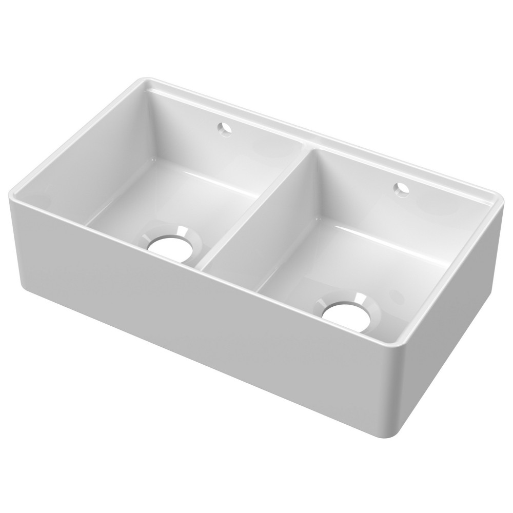 Nuie Butler 795 x 460mm Double Kitchen Sink with Ledge