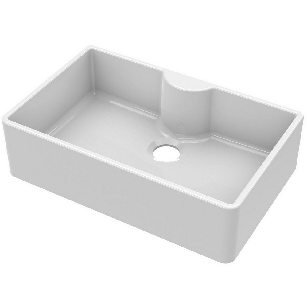 Nuie Butler 795 x 500mm White Fireclay Sink & Tap Ledge (1)