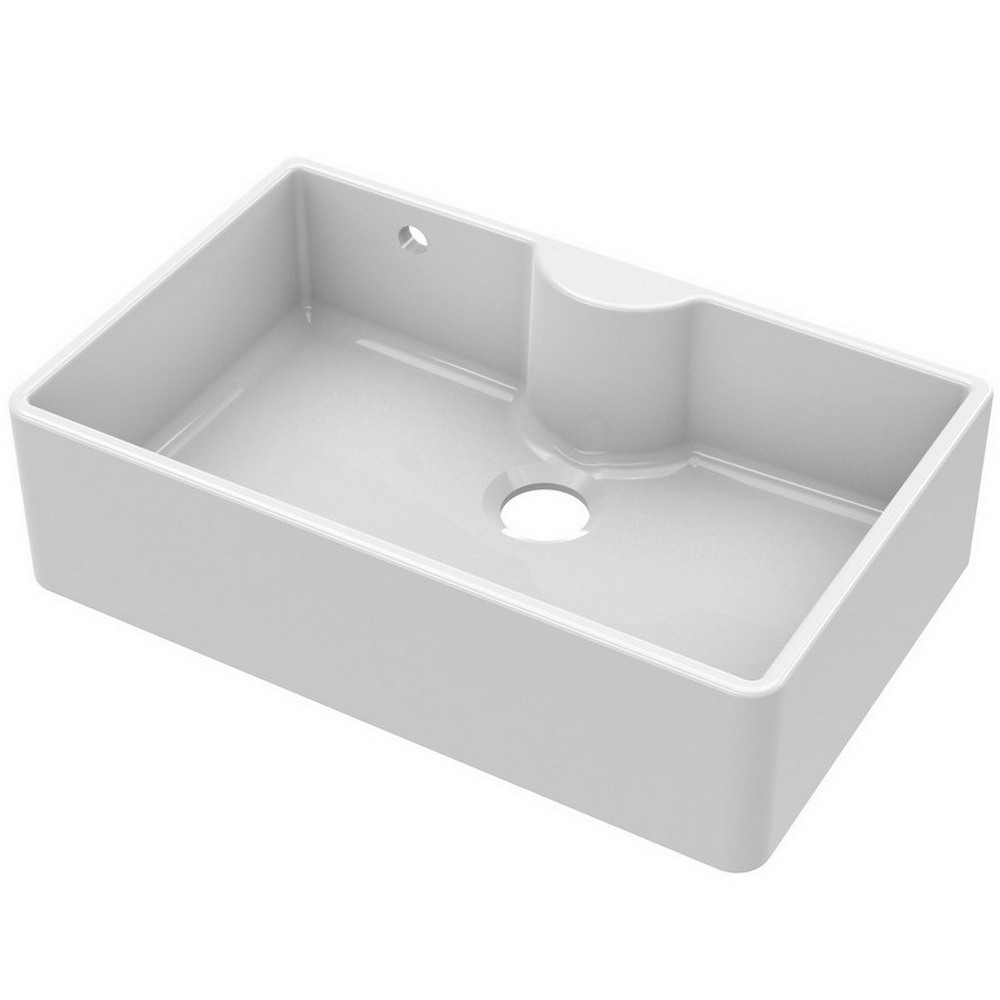 Nuie Butler 795 x 500mm White Fireclay Sink with Overflow & Tap Ledge