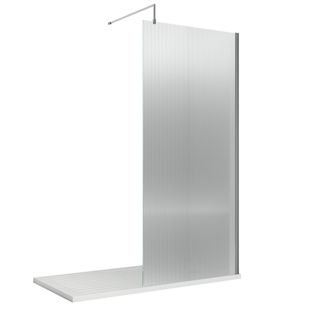 Nuie Chrome 1000 x 1950mm Fluted Wetroom Screen