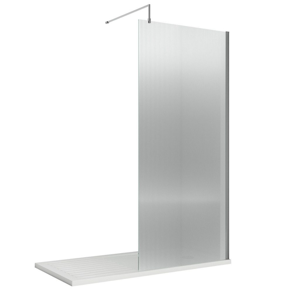 Nuie Chrome 800 x 1950mm Fluted Wetroom Screen