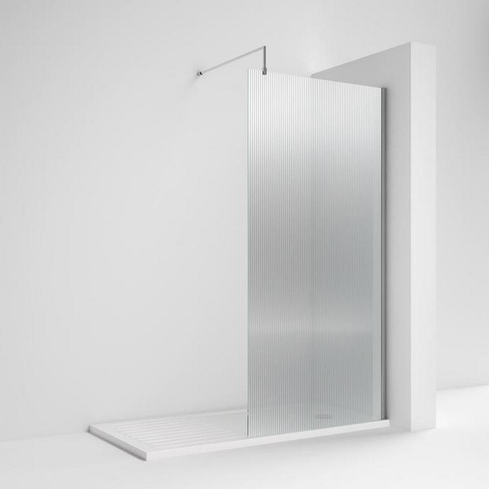 Nuie Chrome 800mm Fluted Wetroom Screen