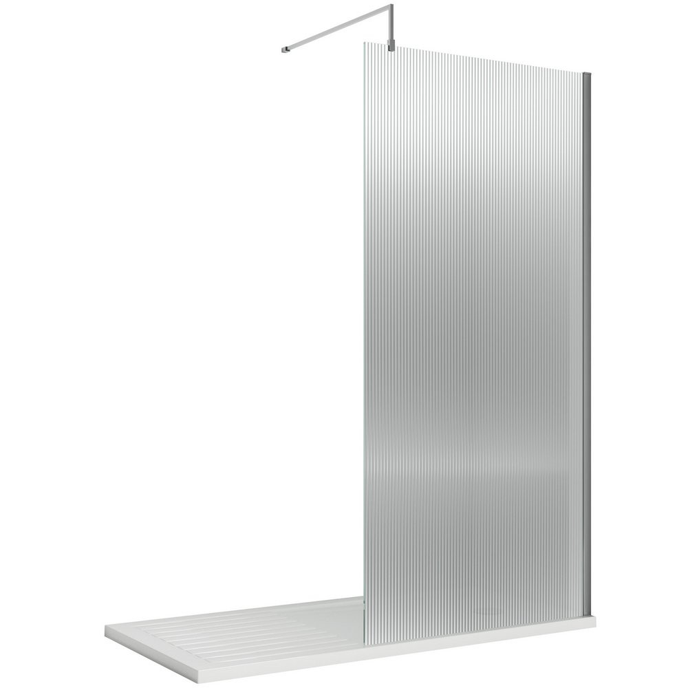 Nuie Chrome 800mm Fluted Wetroom Screen