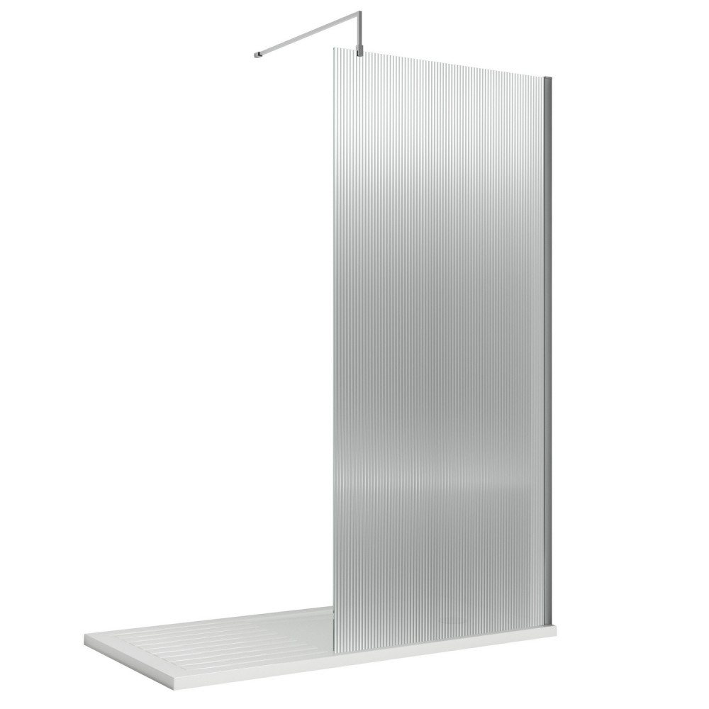 Nuie Chrome 900 x 1950mm Fluted Wetroom Screen