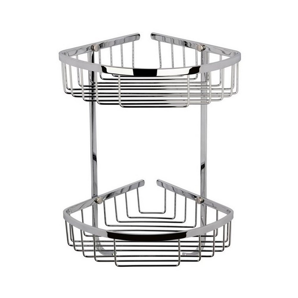 Nuie Chrome Large Two Tier Corner Shower Basket (1)