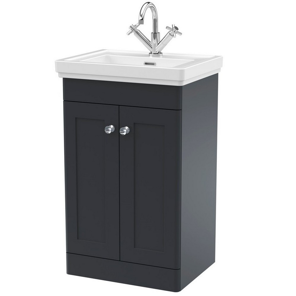 Nuie Classique 500mm Satin Anthracite Floorstanding 1TH Vanity Unit (1)